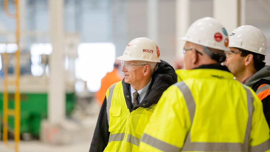 Tom Boldt with two other Boldt employees in safety gear