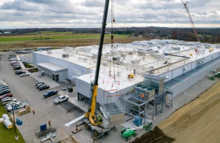 Food and Beverage Plant Construction work in progress - aerial view