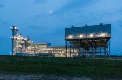 Electric power plant at dusk