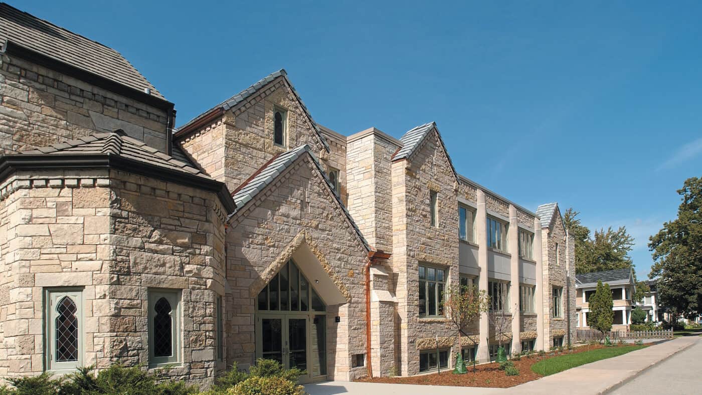 First English Lutheran Church Exterior Stone Matching in Renovation