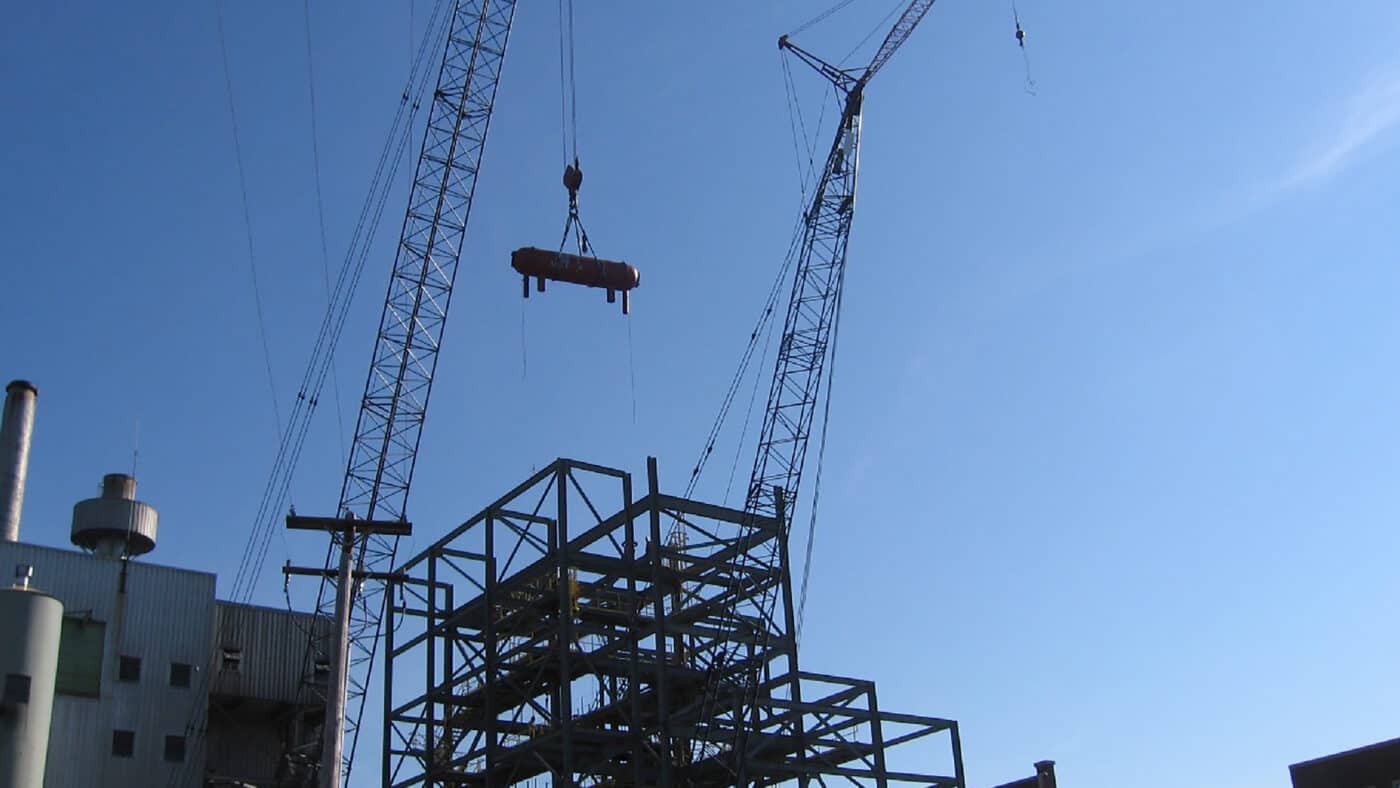 Laurentian Energy Authority - Biomass Energy Generating Facilities Crane Hoists Boiler in Air