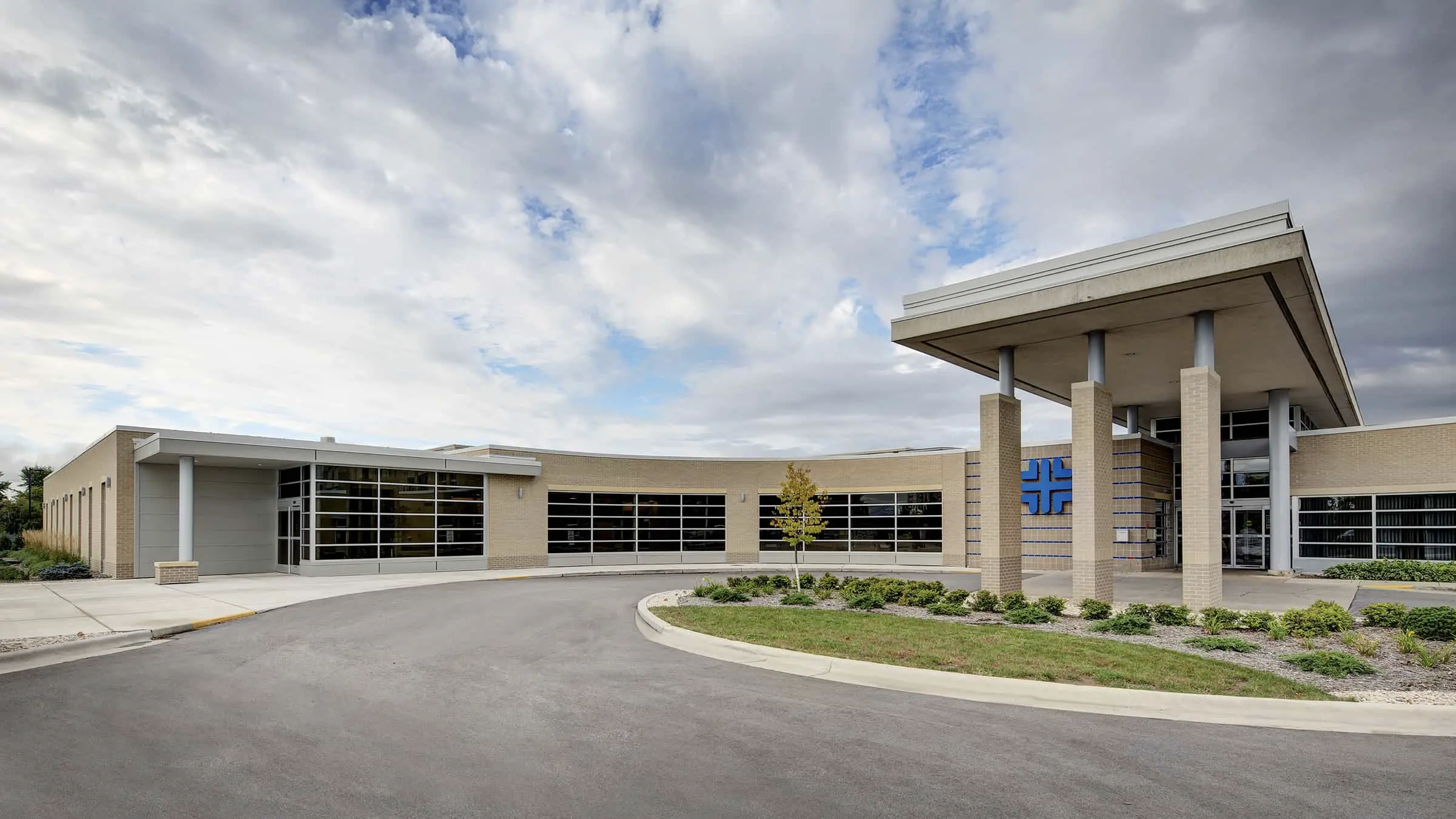 North Shore Health Hospital and Care Center Exterior and Circle Drive