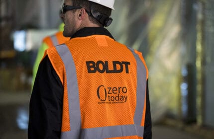 Boldt construction worker in safety vest