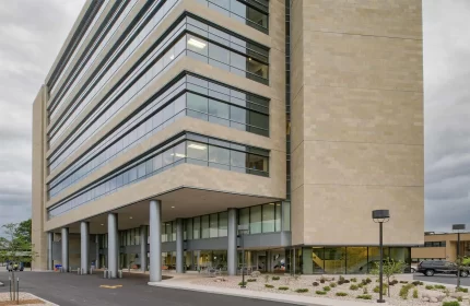 ThedaCare Regional Medical Center - Appleton Tower - Exterior View of Building Entrance, Drive, Parking