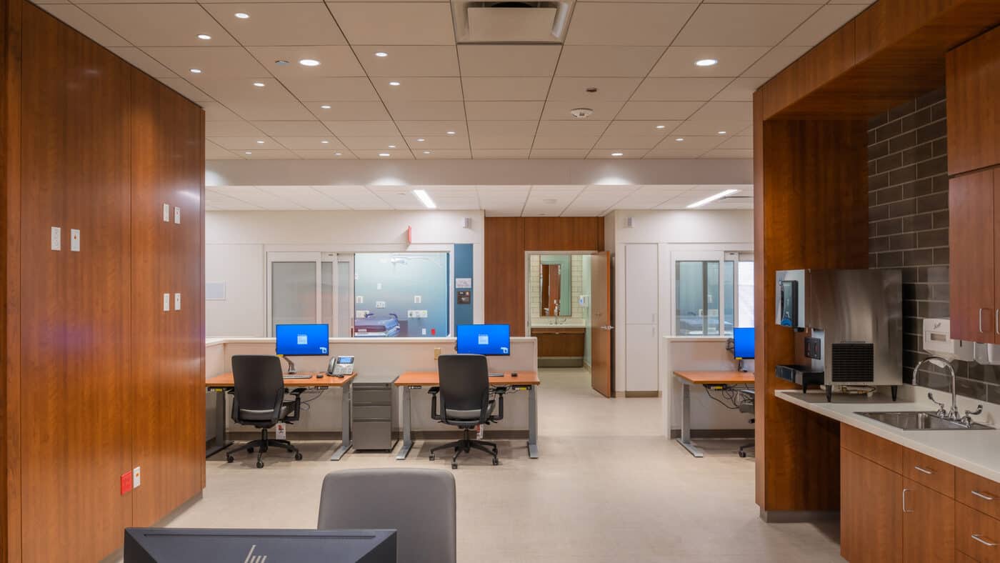 ThedaCare Medical Center - Berlin - Emergency Department Staff Desks and Kitchenette in Foreground