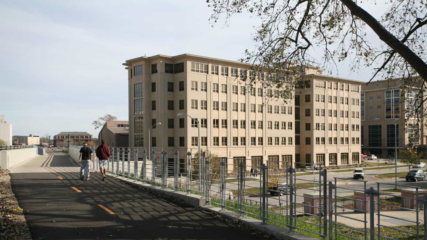 University of Wisconsin - Madison - Newell Smith Residence Hall Exterior View of Building from Bike Path